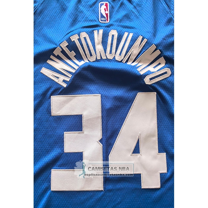 Camiseta Milwaukee Bucks Giannis Antetokounmpo NO 34 Ciudad 2024-25 Azul